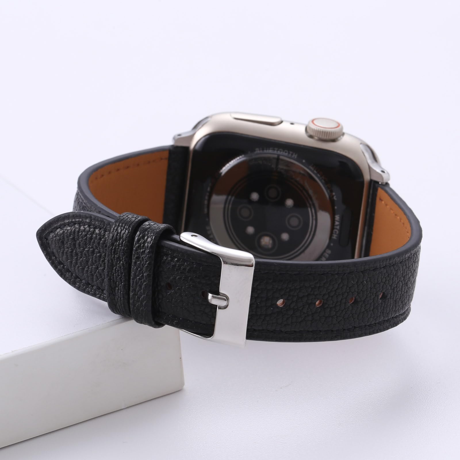 Cinturino sottile da donna in morbida pelle di capra francese, compatibile con Apple Watch da 38 mm, 40 mm, 41 mm, 42 mm, 44 mm, 45 mm, 46 mm, 49 mm, cinturino di ricambio sottile in pelle per iWatch
