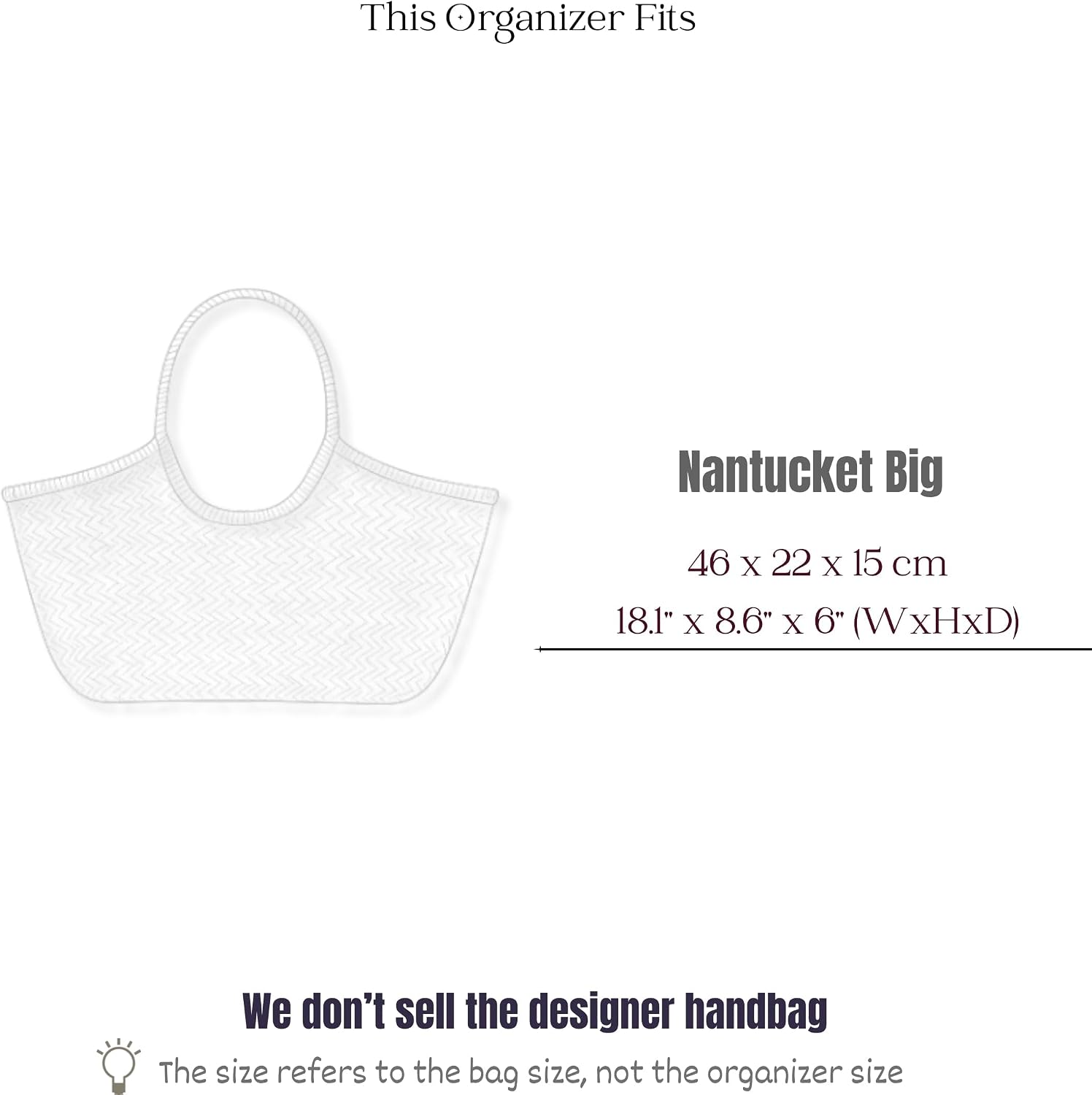 Premium Waterproof Nylon Insert for Dragon Diffusion Nantucket Big (Coffee), Lightweight Organizer, Zip Cover with Handles Custom Fit image 3