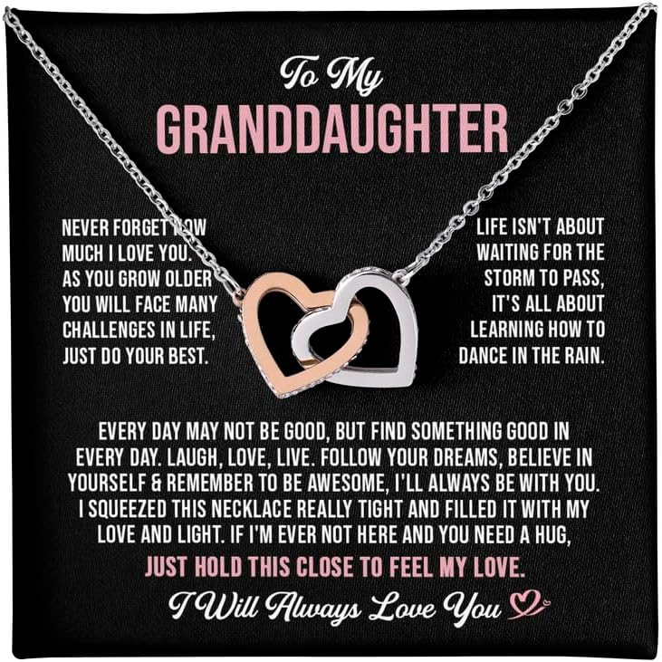 Granddaughter Gifts From Grandma Grandpa - To My Granddaughter Necklace With Heartfelt Message & Elegant Box, Jewelry Christmas Graduation Birthday Gifts With Message Card With Luxury Box