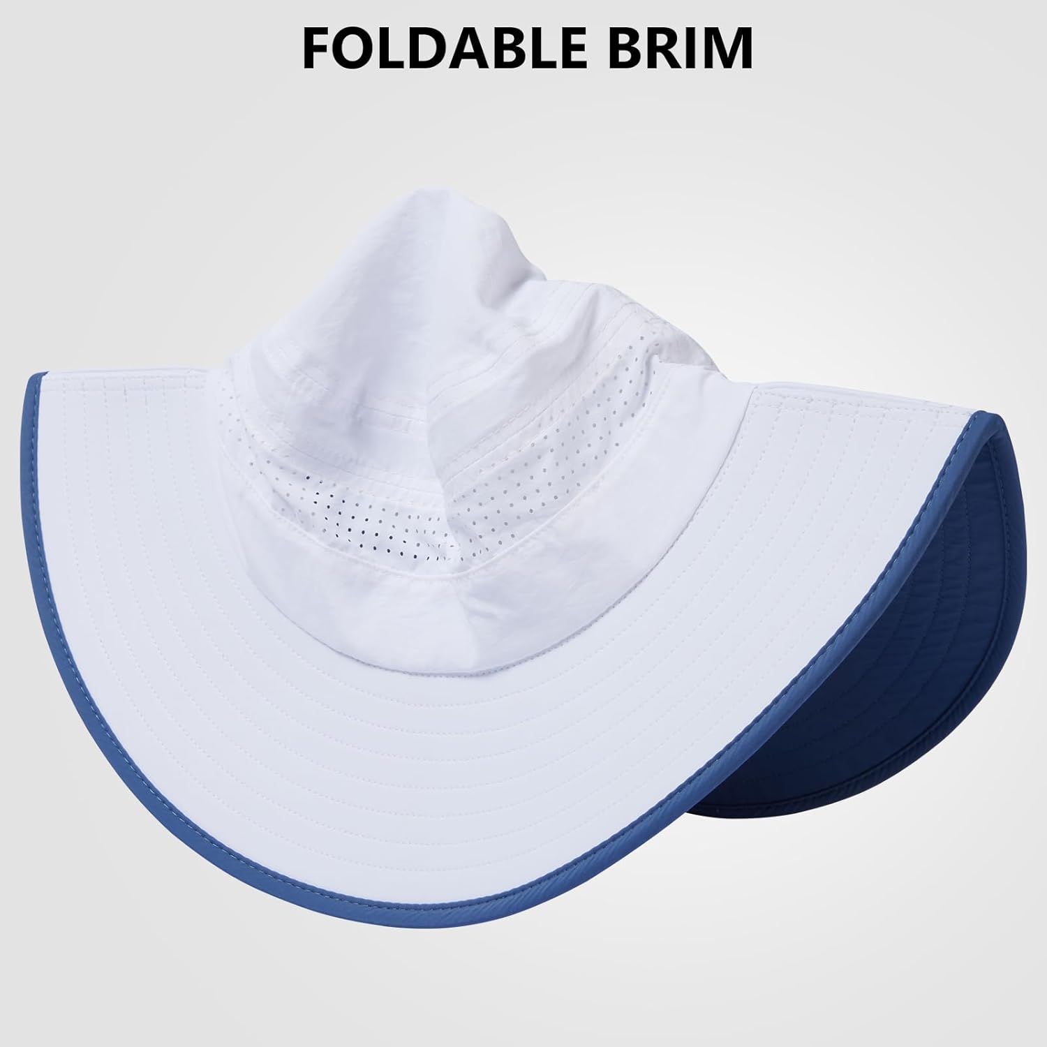 UPF 50+ Foldable Brim Water-Resistant Sun Bucket Hat with Laser Perforated Mesh Adjustable for Men Women Outdoor - Image 2