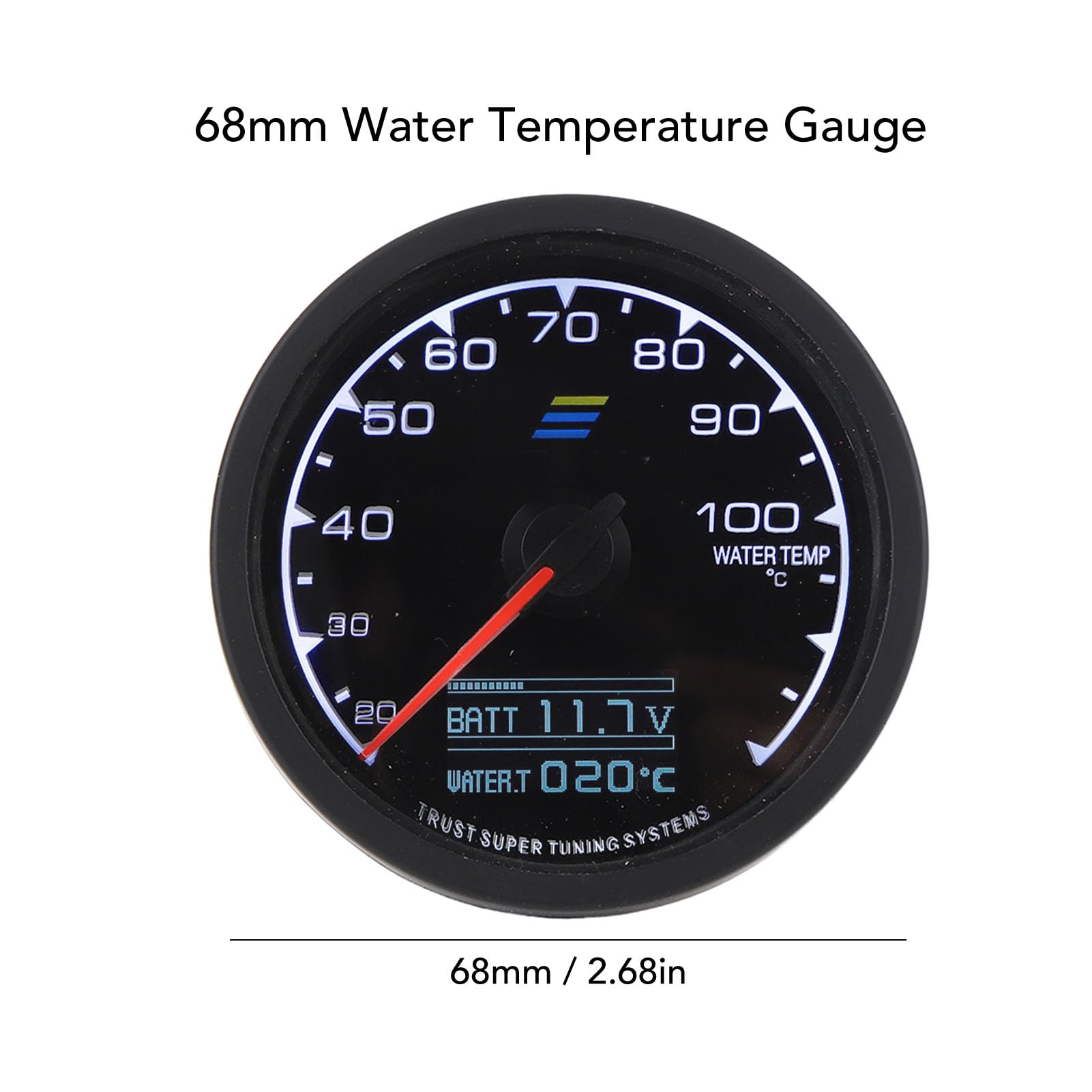 Medidor de Temperatura de 68 Mm – Pantalla Digital y de Puntero para un Monitoreo Preciso del Refrigerante – Compatibilidad Universal con Vehículos DC 10-15 V – Construcción de ABS y Metal –