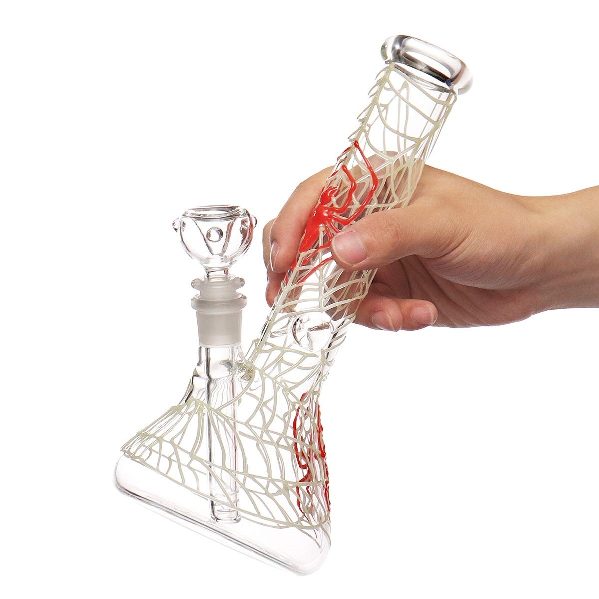 Glow in the Dark Bongs Luminous Glass Beaker Bong Spider Water Pipe Dab Rig Glowing Glass Water Bong Oil Rigs