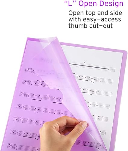 Vista 5 de Sooez Paquete de 25 bolsillos transparentes para carpetas de documentos, carpetas de plástico transparente, carpetas de plástico tamaño carta, Multi