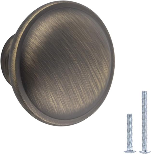 Amazon Basics AB300-AB-10 Cabinet Knobs, 10-pack, Antique Brass