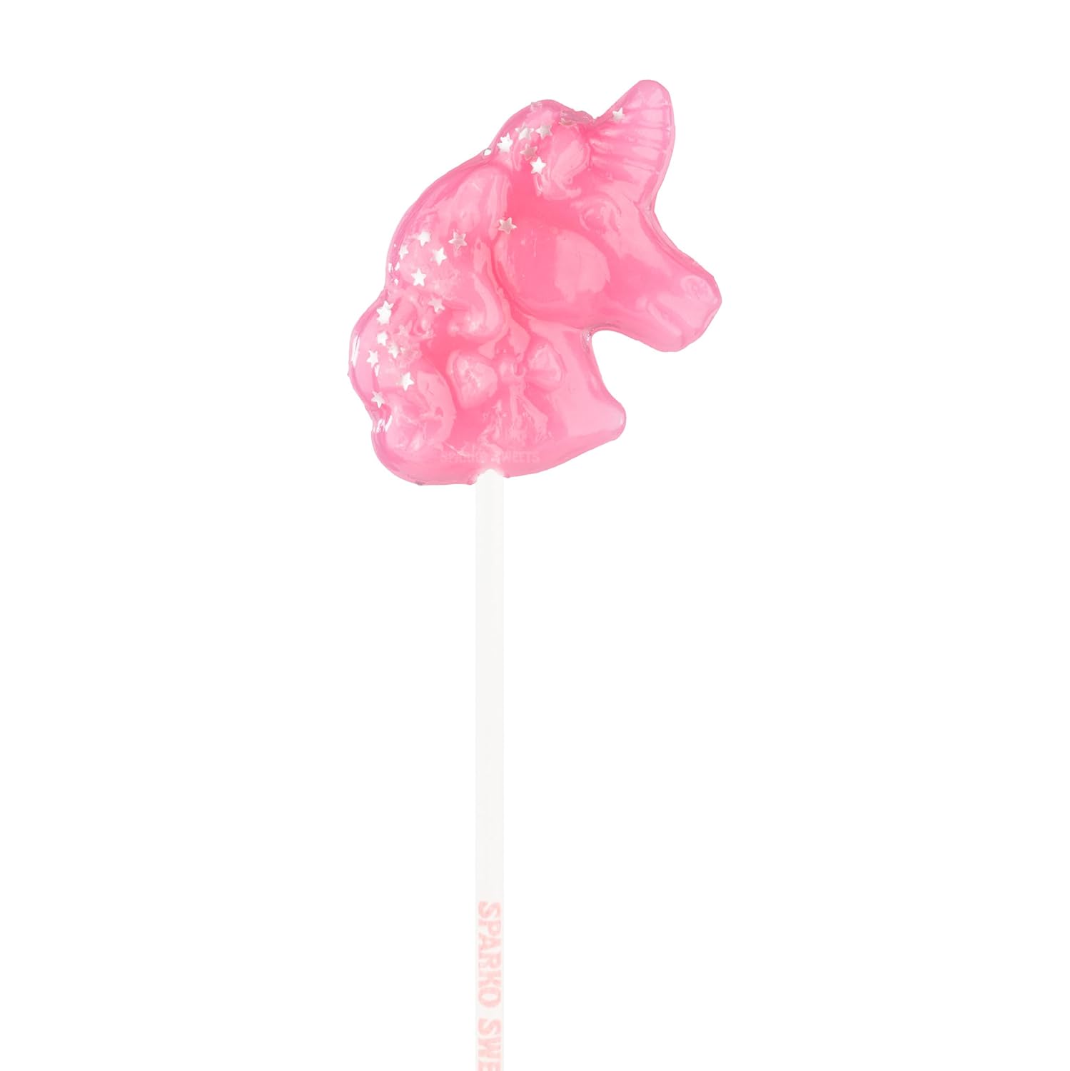 Sparko Sweets Silver Star Pink Unicorns, Watermelon Flavor, 24 Pops, Made in Los Angeles, 2.6" Lollipop Diameter, Perfect for Princess Parties, Unicorn Baby Showers, Candy Buffets