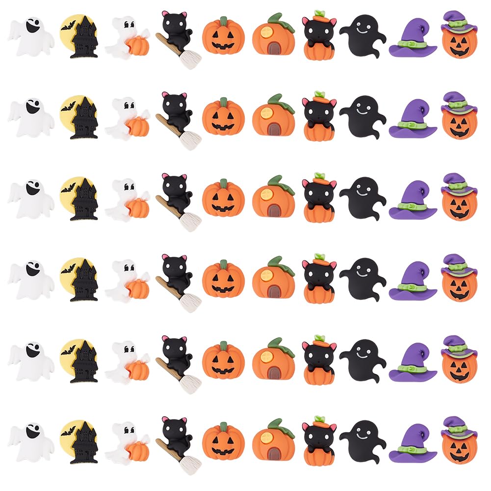 Cabujones de resina de Halloween WEBEEDY con parte trasera plana para manualidades de 60 piezas