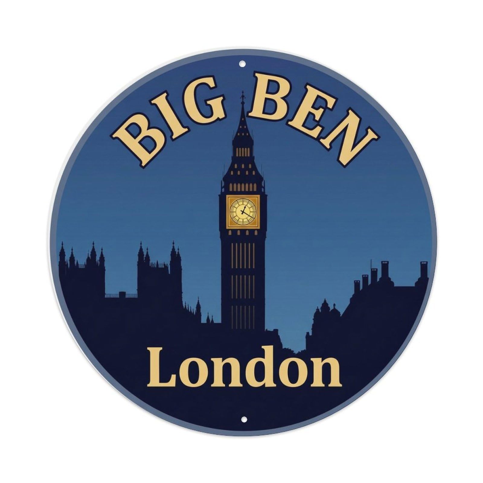 Fqnyr Style Vintage Travel Big Ben Clock Metal Tin Sign