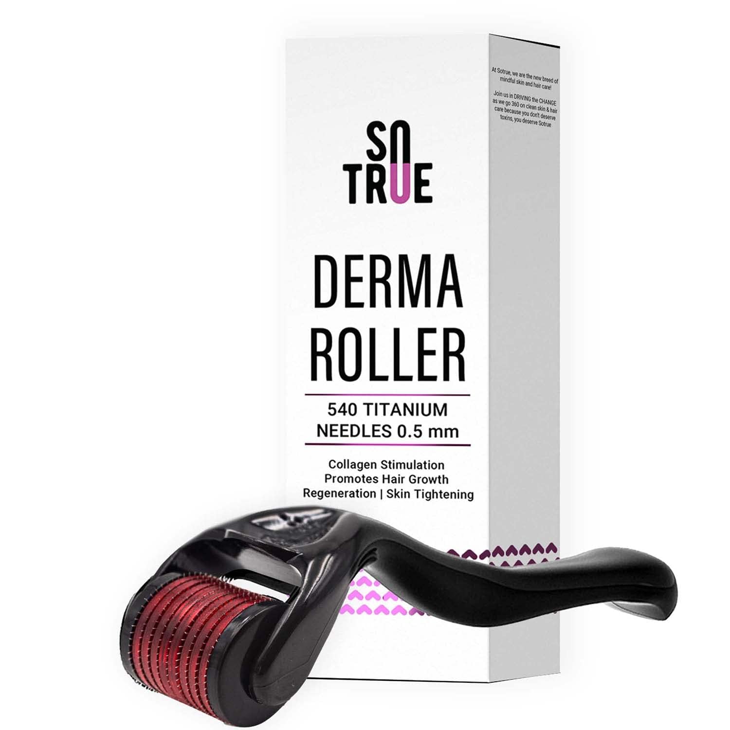 Sotrue Derma Roller For Hair Growth 0.5 mm With 540 Titanium Needles | Repairs Damaged Hair, Activates Hair Follicles | Reduces Acne Scars | Safe & Effective To Use