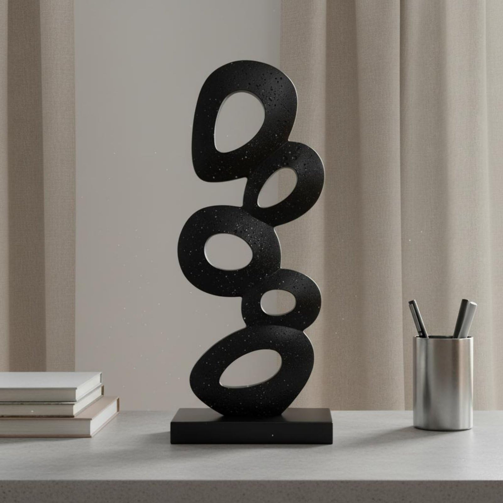 Geometrische Stekulptur Minimalistisch Abstrakte Formenlehre-Dekofigur Modernes Design Dekoskulptur für Wohnzimmer, Schlafzimmer, Arbeitszimmer, Schwarz