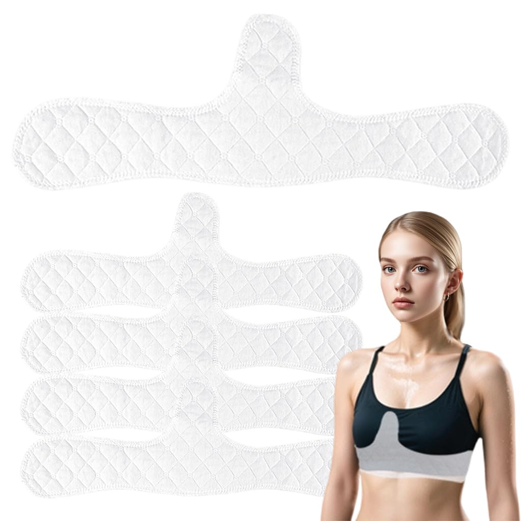 5Pcs Nursing Pads for Breastfeeding Mothers, 18 Inch Cotton Bra Liner Strips Reusable Under Breast Pads Bra Sweat Pads Liners for Sweat Absorption Comfort