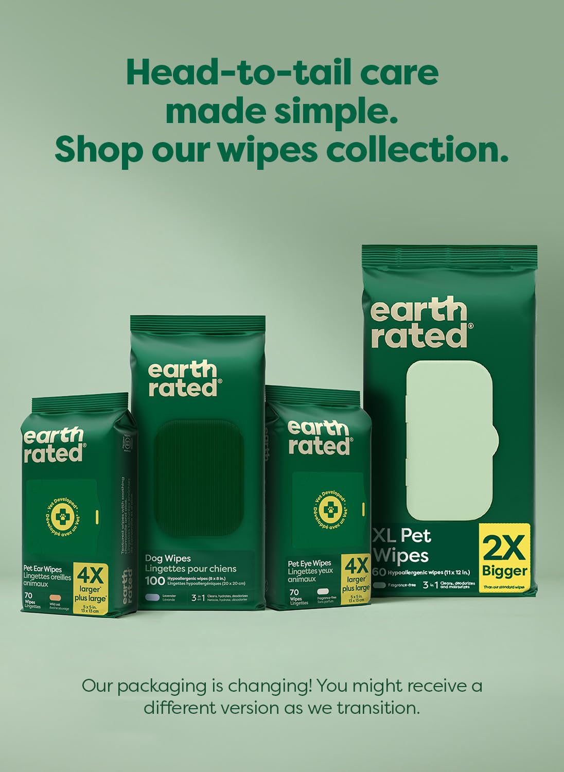 Earth Rated XL Pet Wipes for Dogs & Cats, Unscented Hypoallergenic, 60 Ct view 9