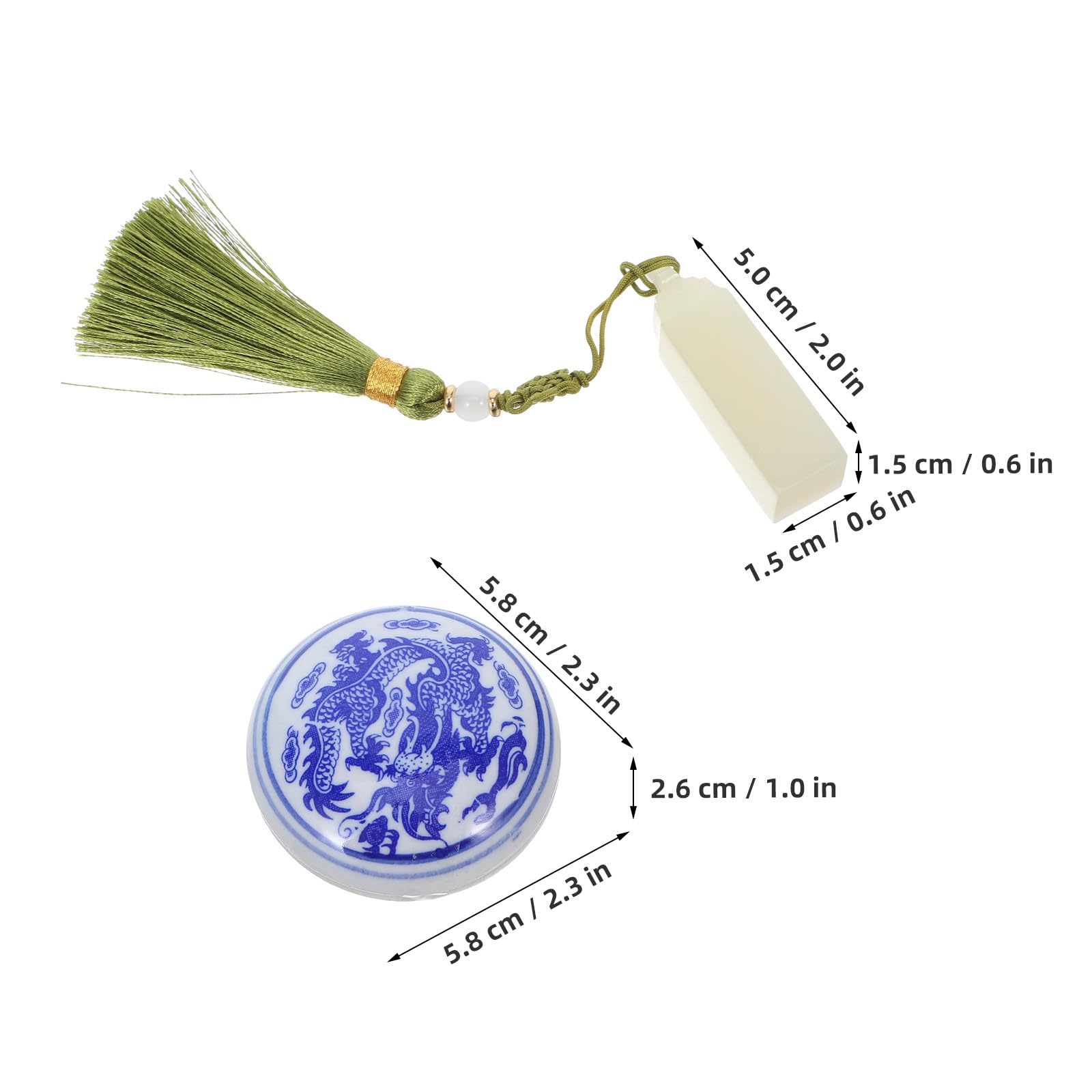 Generico 1 Set di sigilli in pietra intagliata con nappa, kit di timbri