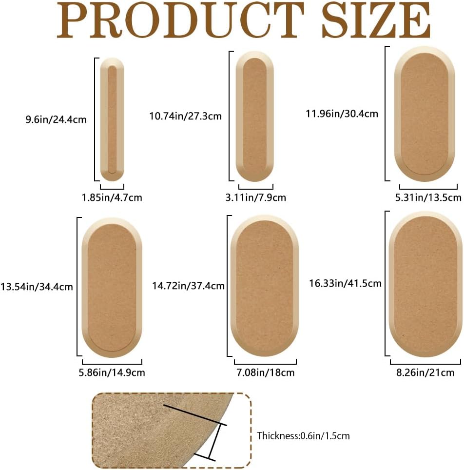 CREATCABIN 6Pcs 6 Sizes Oval Pottery Molds Ceramics Plate Forming Molds Wooden Pottery Forms Clay Molding Tools MDF Ceramics Flat Dish Plate Boards Slump Press for DIY Craft Handbuilding Supplies