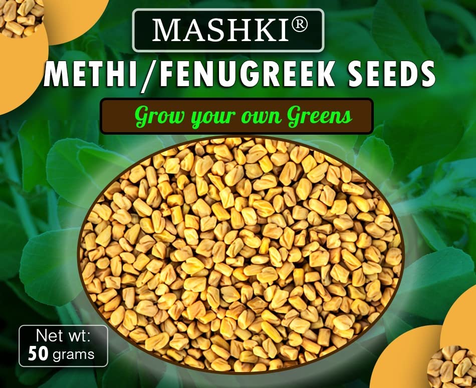 MASHKI Fenugreek/methi vendhayam kasuri methi vegetable seeds for Home/Kitchen - Balcony - Roof top gardening - Pack of 2 (100Grams) (B0B77PB2DR) Amazon Price History, Amazon Price Tracker