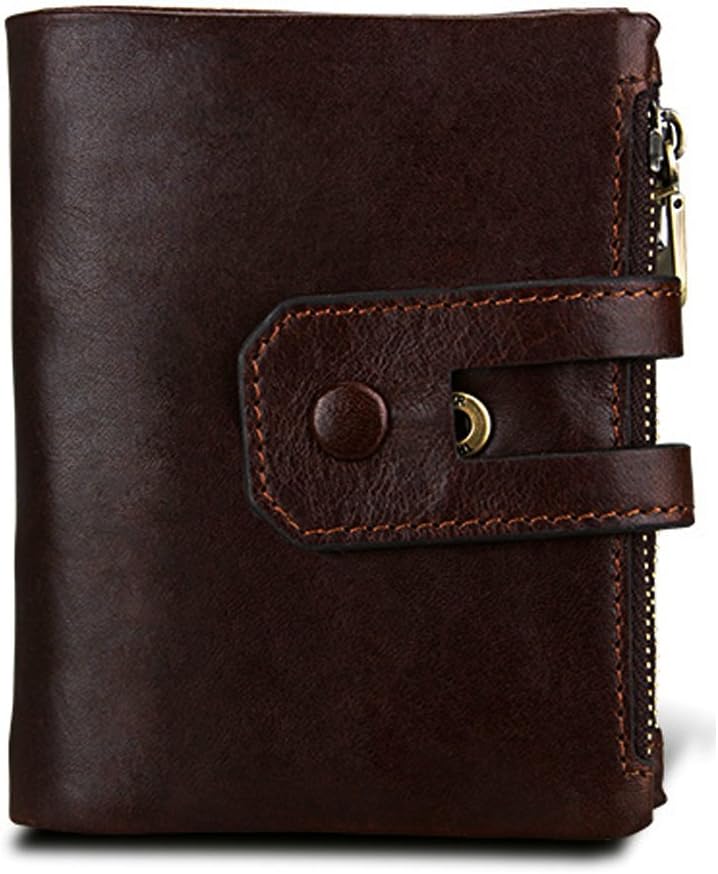 Hibate Men's Leather Wallets RFID Blocking Wallet for Men Credit Card Holder Coin Pocket Purse - Vintage_Chocolate