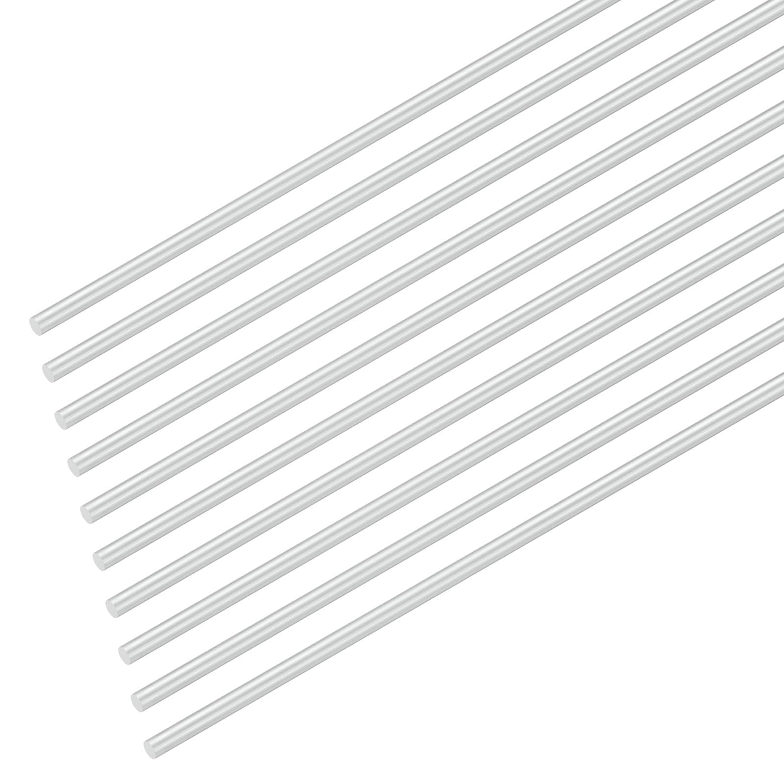 M METERXITY 10-Pack Round Aluminum Rod, 3mm (1/8") Dia 250mm (10") Length 6061 Aluminum Round Rod Solid Lathe Bar Stock Metal Sticks for DIY Crafts