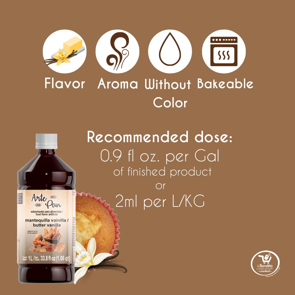 Arte Pan Artificial Food Flavoring Butter-Vanilla Concentrate (33.8 fl oz)