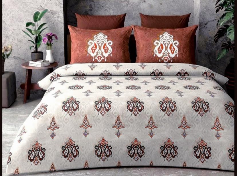 Talvi Candy Bedsheet for Double Bed with 2 Pillow Cover (Brown & TAN)