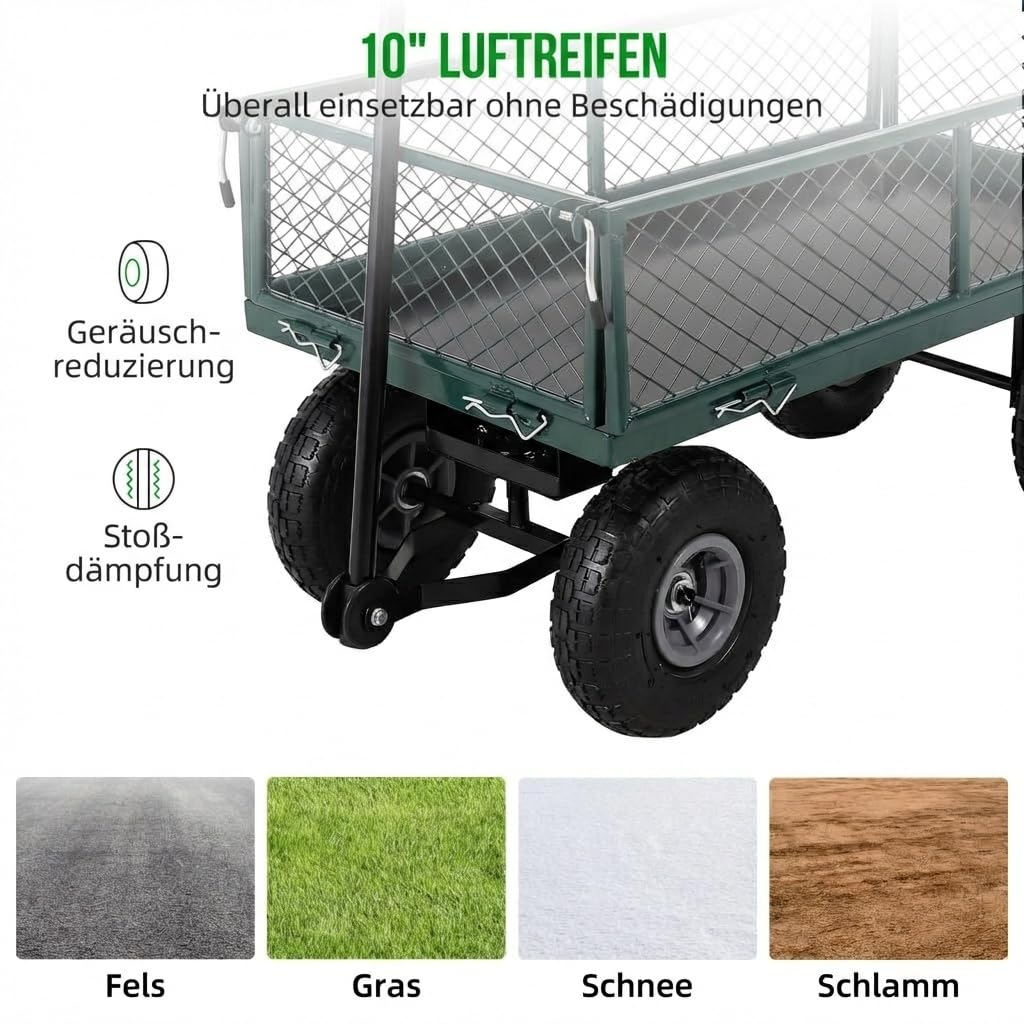 GarveeTech 226kg Gartenwagen Bollerwagen klappbar Gitterwagen Schwerlast