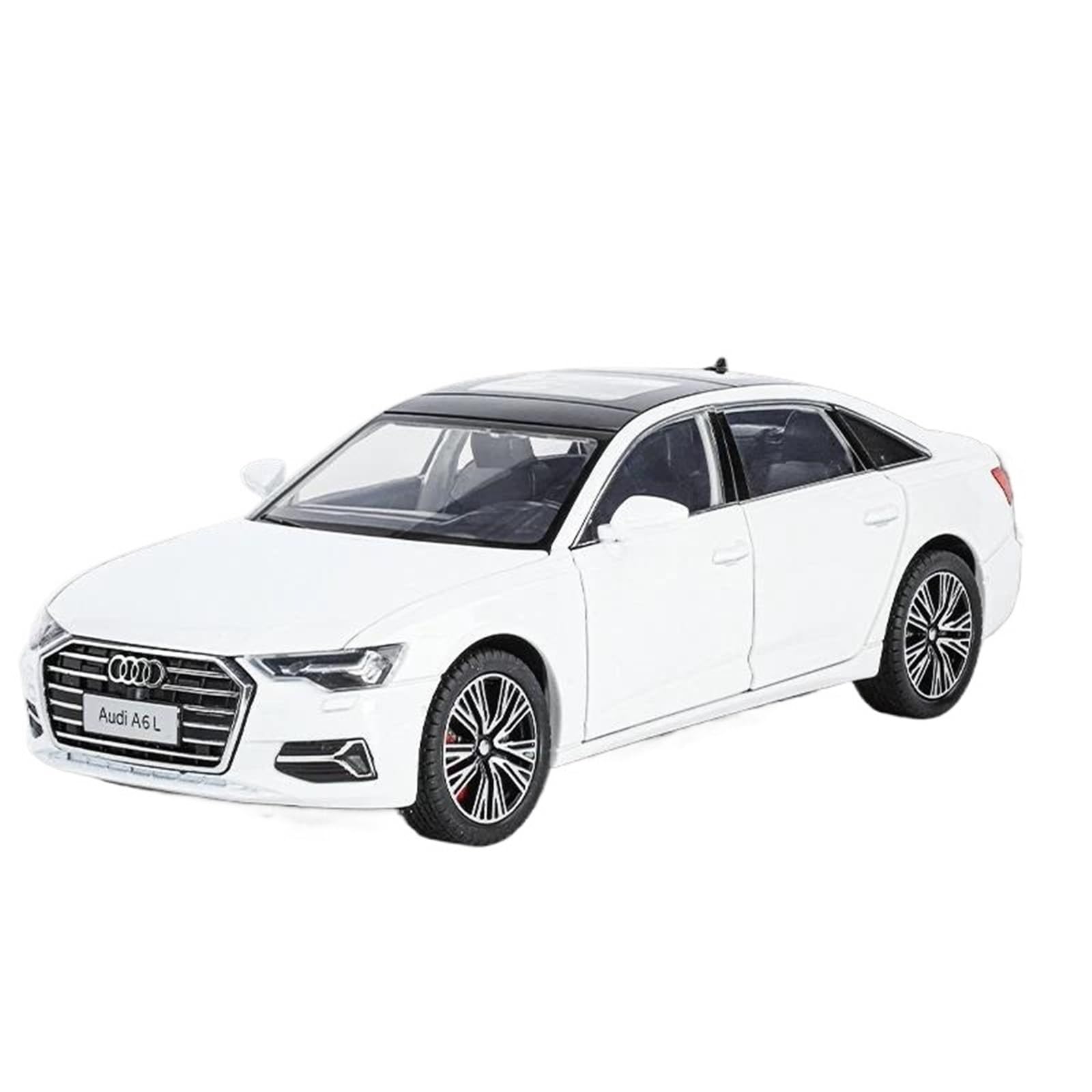 Diecast 1:24 for Audi A6 L Scale Alloy Car Models Realistic Openable Door Finished Vehicle Model Decor Collection(White)
