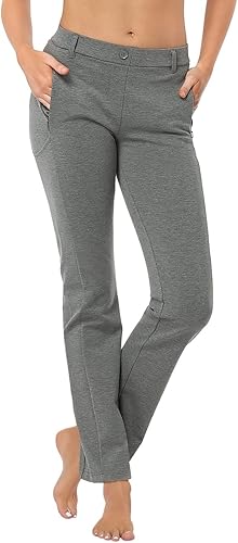 HDE Pantalones de yoga para mujer, pierna recta, con 8 bolsillos