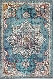 RugVista, Balmoral, Teppich, Kurzflor, 160 x 230 cm, Rechteckiger, Modern, Oeko-Tex Standard 100, Polypropylene, Flur, Schlafzimmer, Küche, Wohnzimmer, Petrol Blau, Schwarz