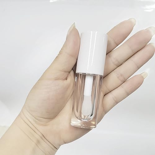 Miniatura 3 de COSIDEA 50pcs blanco vacío 0.2 fl oz grande doe pie varita brillo labios tubos redondos gruesos lipgloss tubos contenedores al por mayor con varita
