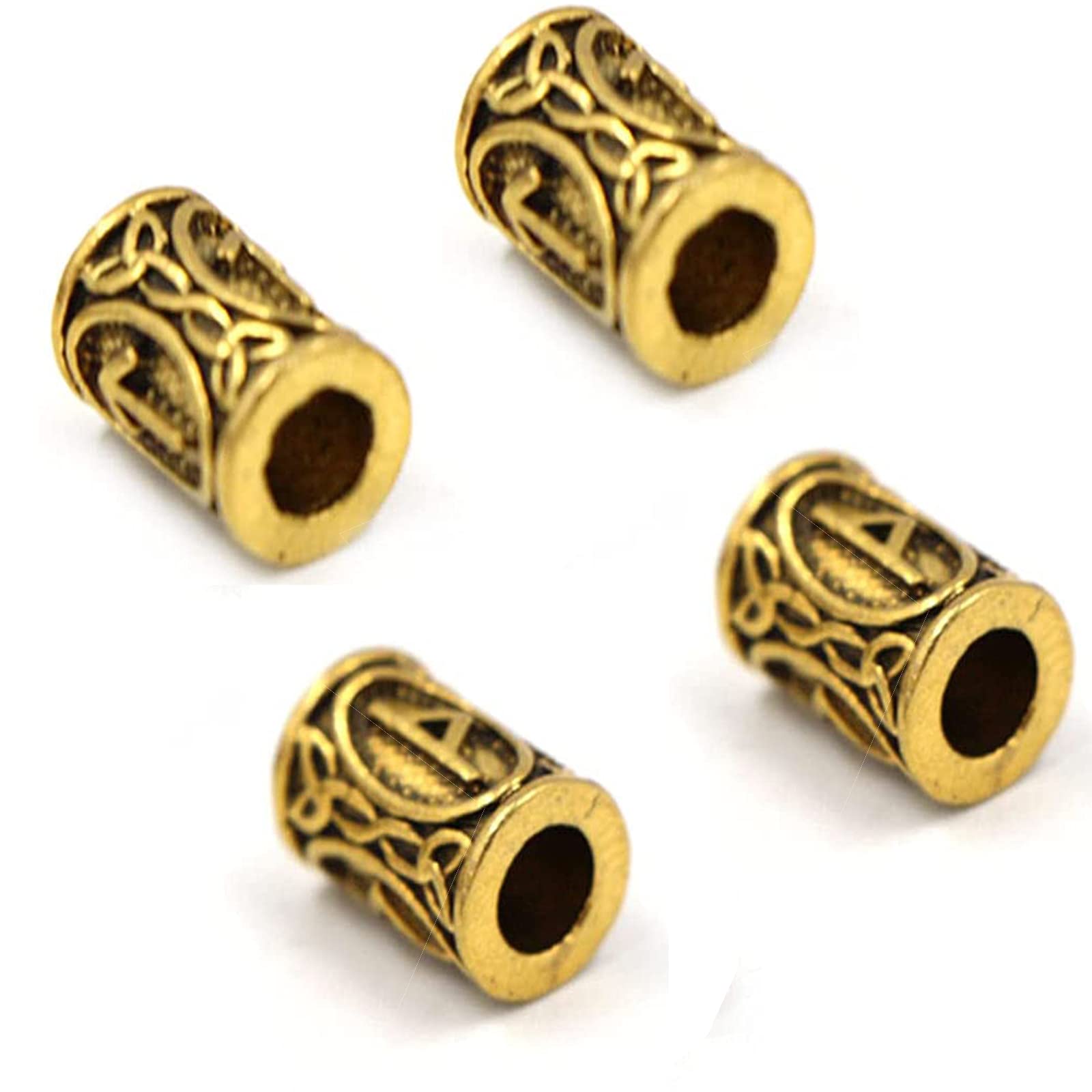 24 Piezas Cuentas de Barba de Pelo, CuCuentas de Barba, Entas de Barba Vikinga, para Editar Peinados, Barbas y para Decorar el Cabello (Dorado)