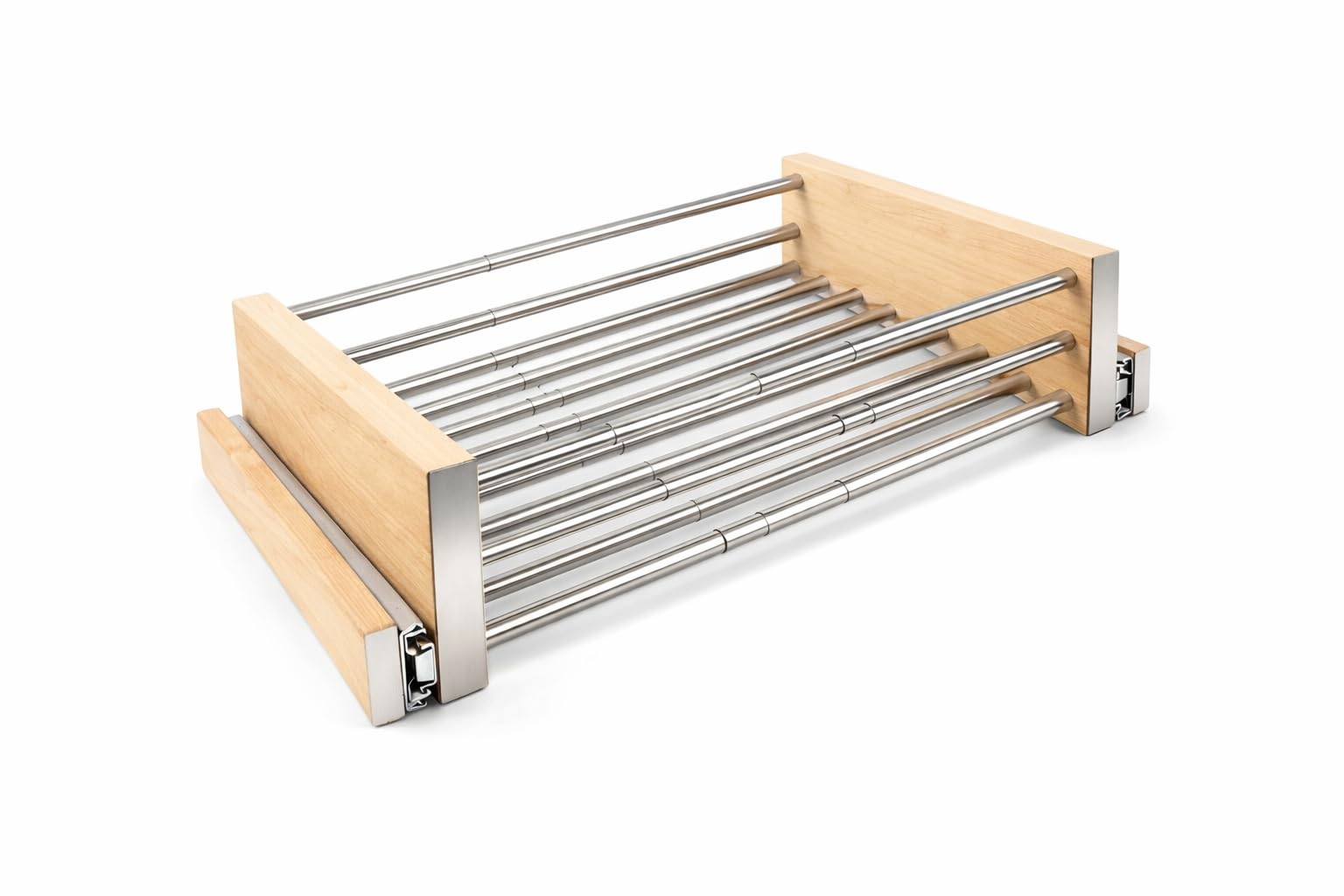 Genérico Cajón Extraíble Regulable para Muebles Altos Cocina Bandeja Telescópica Ajustable 27 5-57 cm Organizador Deslizante Armario con Guías Extracción Total Acero Inoxidable Madera