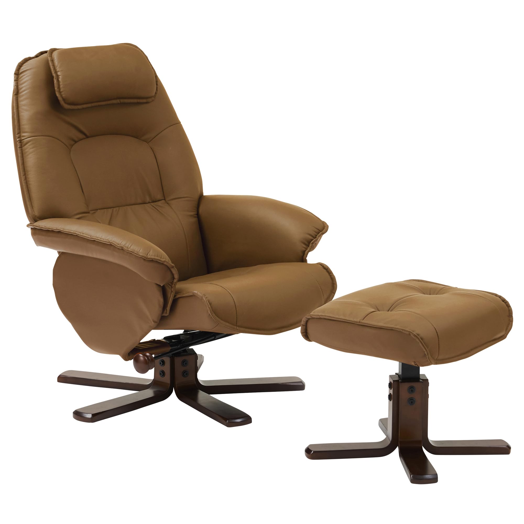 ブラウン レザー リクライニングチェア パーソナルチェア ソファ リクライニング オットマン付 本革