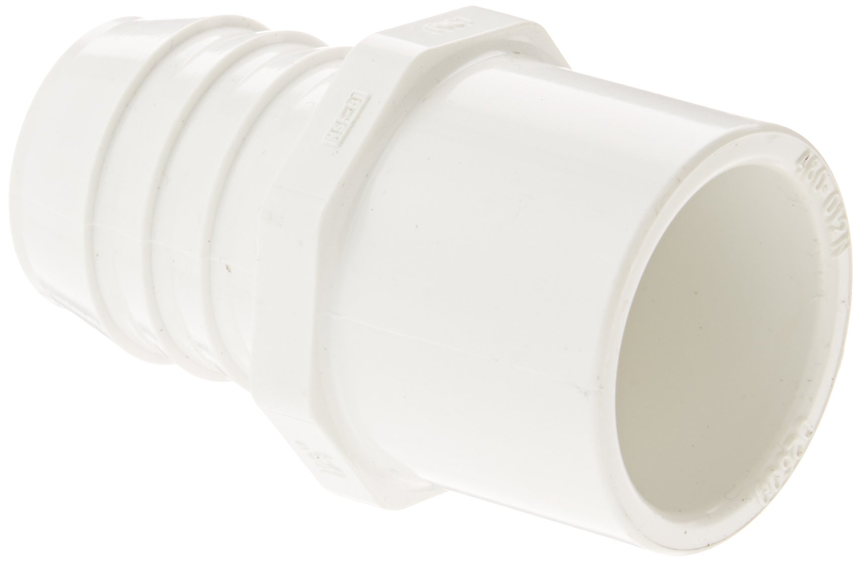 Spears 460-N Series PVC Pipe Fitting, Nesting Adapter, Schedule 40, White, 1-1/4" Barbed x 1-1/4" Spigot x 1" Socket