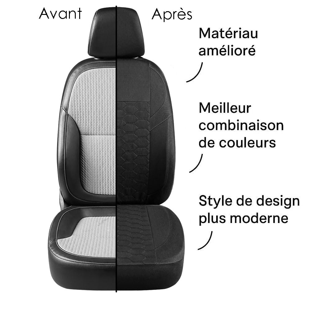 Lot de 5 Housses de siège de Voiture pour Isuzu D-Max Compatible airbag, Respirant, Facile à Installer et à Nettoyer. (Noir)