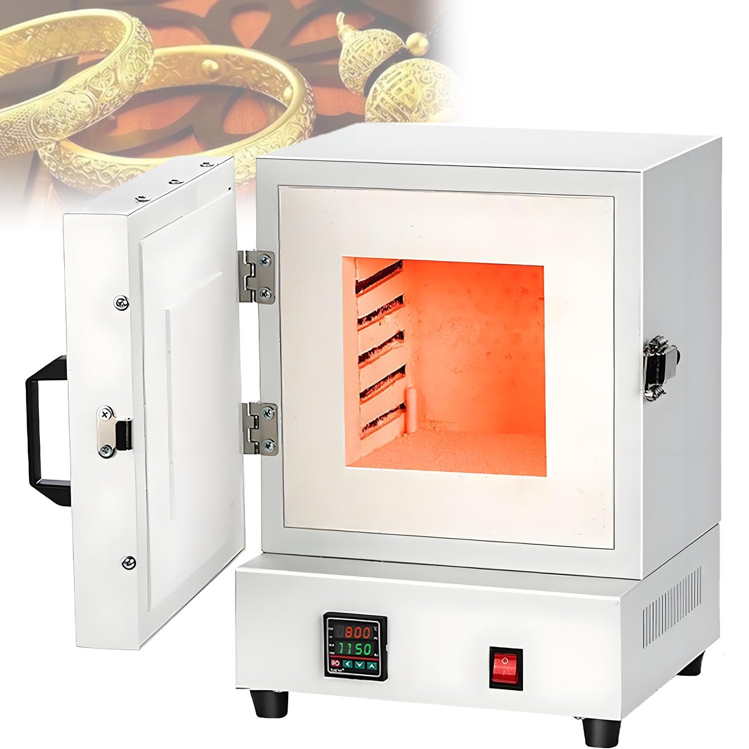 UORDBY Electric Kiln, 2000W Compact Tabletop Furnace, Maximum Temperature 1150℃ for Jewelry Making, Metal Casting, Pottery Glazing and DIY Projects
