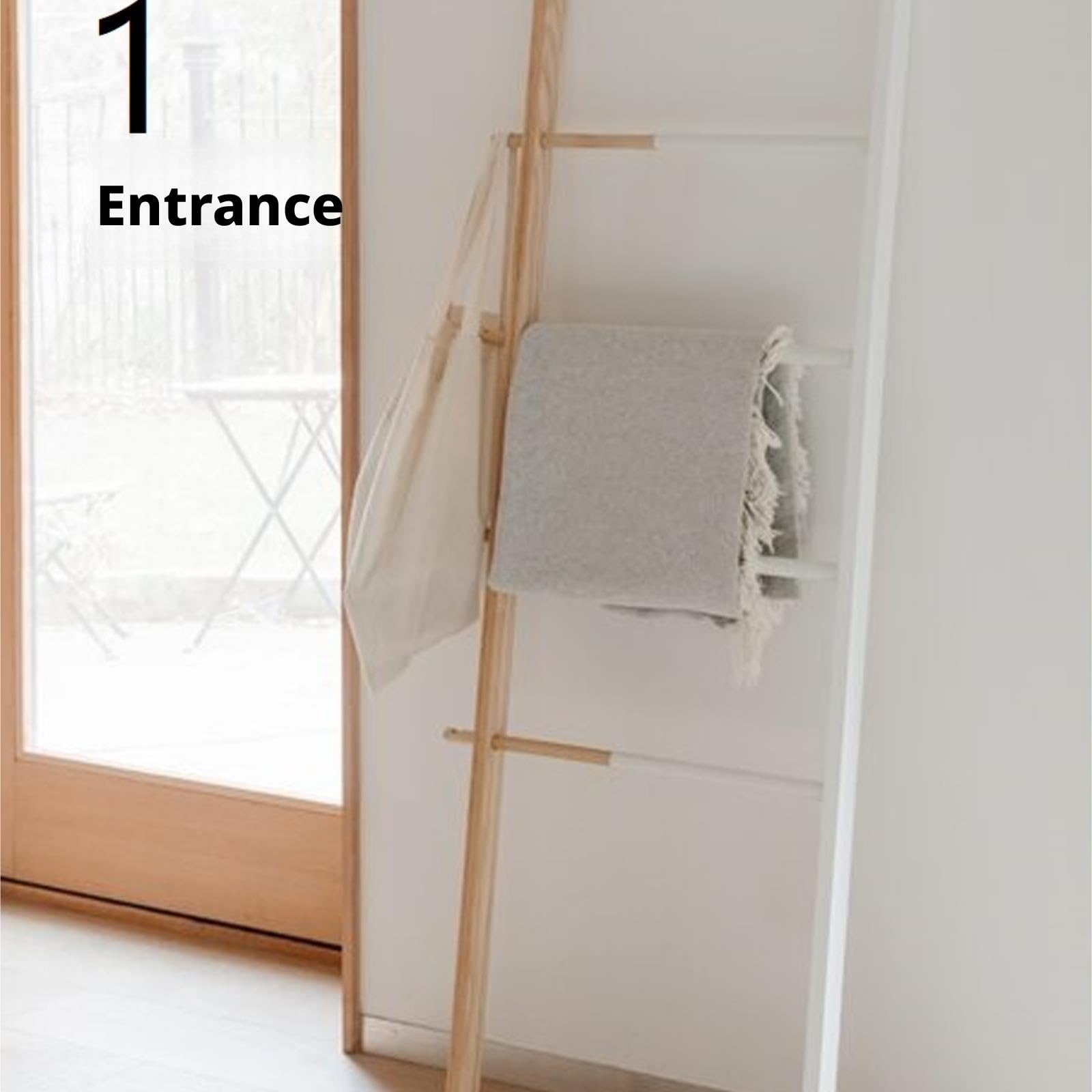 Toallero Escalera For Toallas, Estante De Madera, Manta, Ropa For Baño Y Dormitorio Independiente(Black)