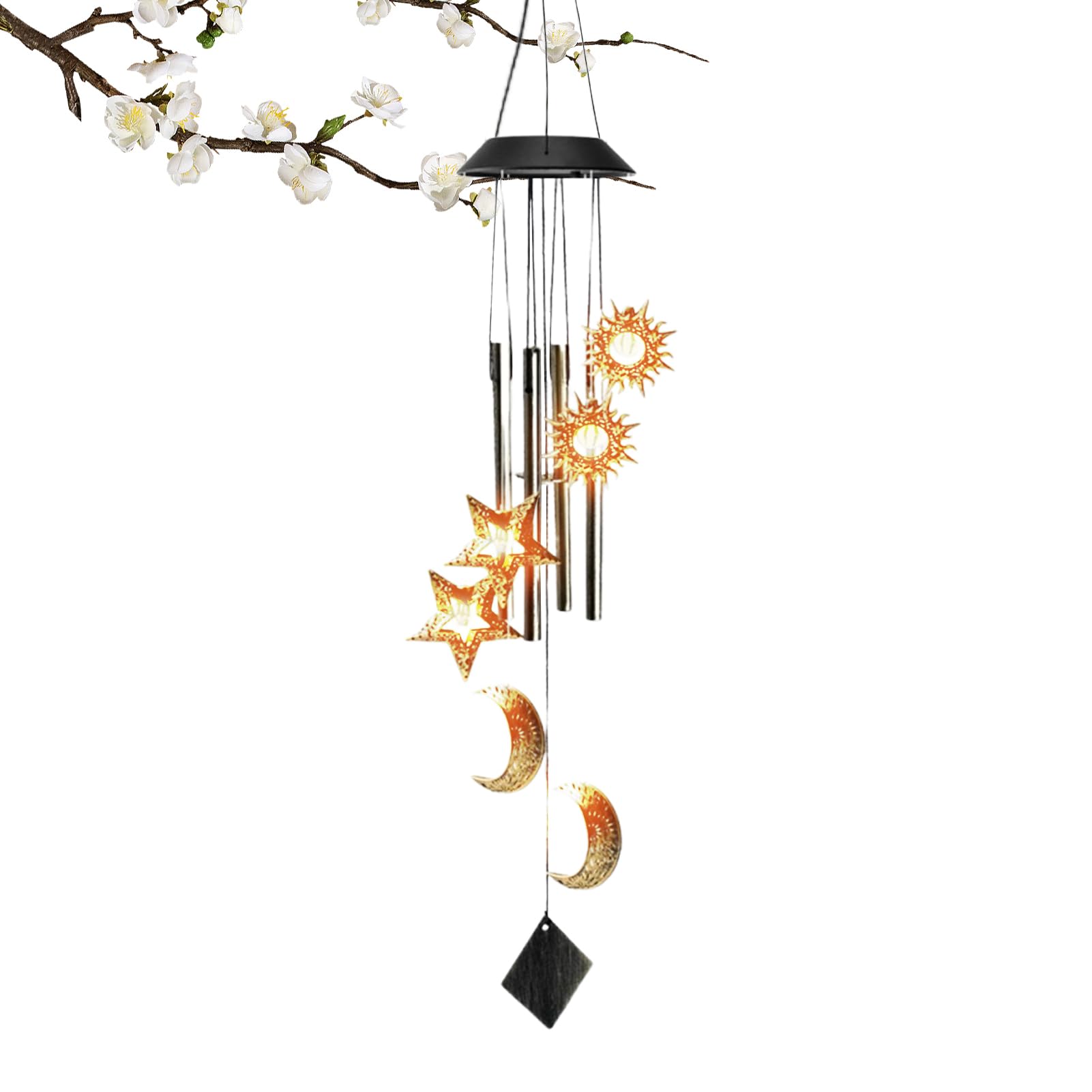 Carillons à vent solaires lune et étoile pour décoration jardin et pelouse