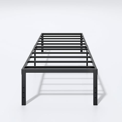 Miniatura 11 de Base de cama de metal tamaño Queen – Base de cama de plataforma Queen resistente de 12 pulgadas, no necesita somier, fácil montaje, sin ruido, base