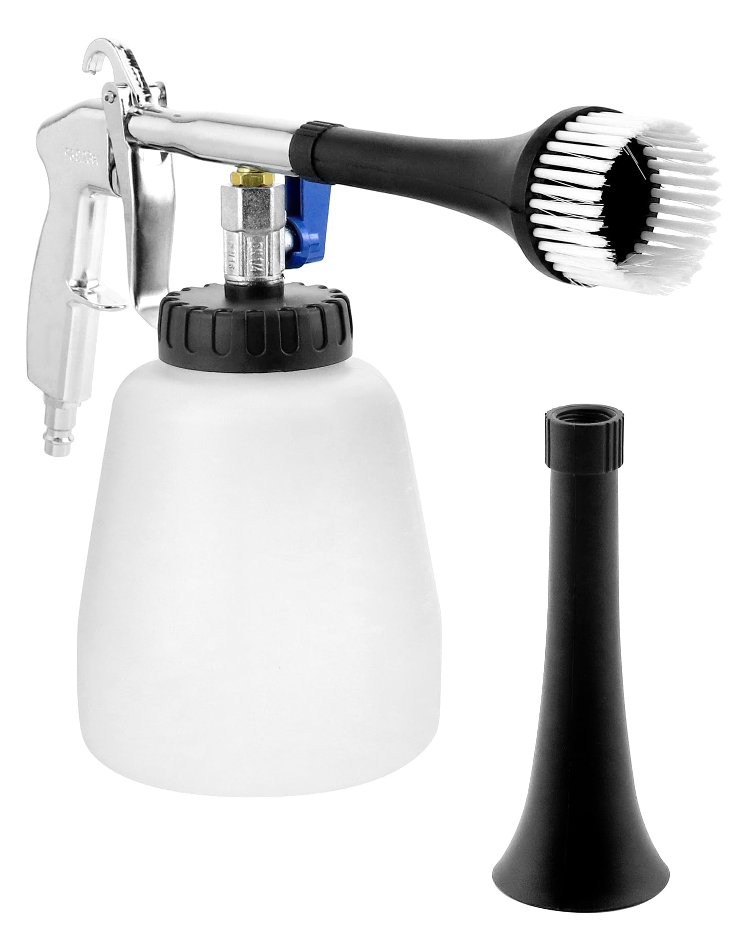 QWORK® Pistolet Nettoyage Voiture 6.5-9.2Bar, Pistolet de Nettoyage à air comprimé avec Bouteille en Mousse et Brosse, pour intérieurs de Voiture