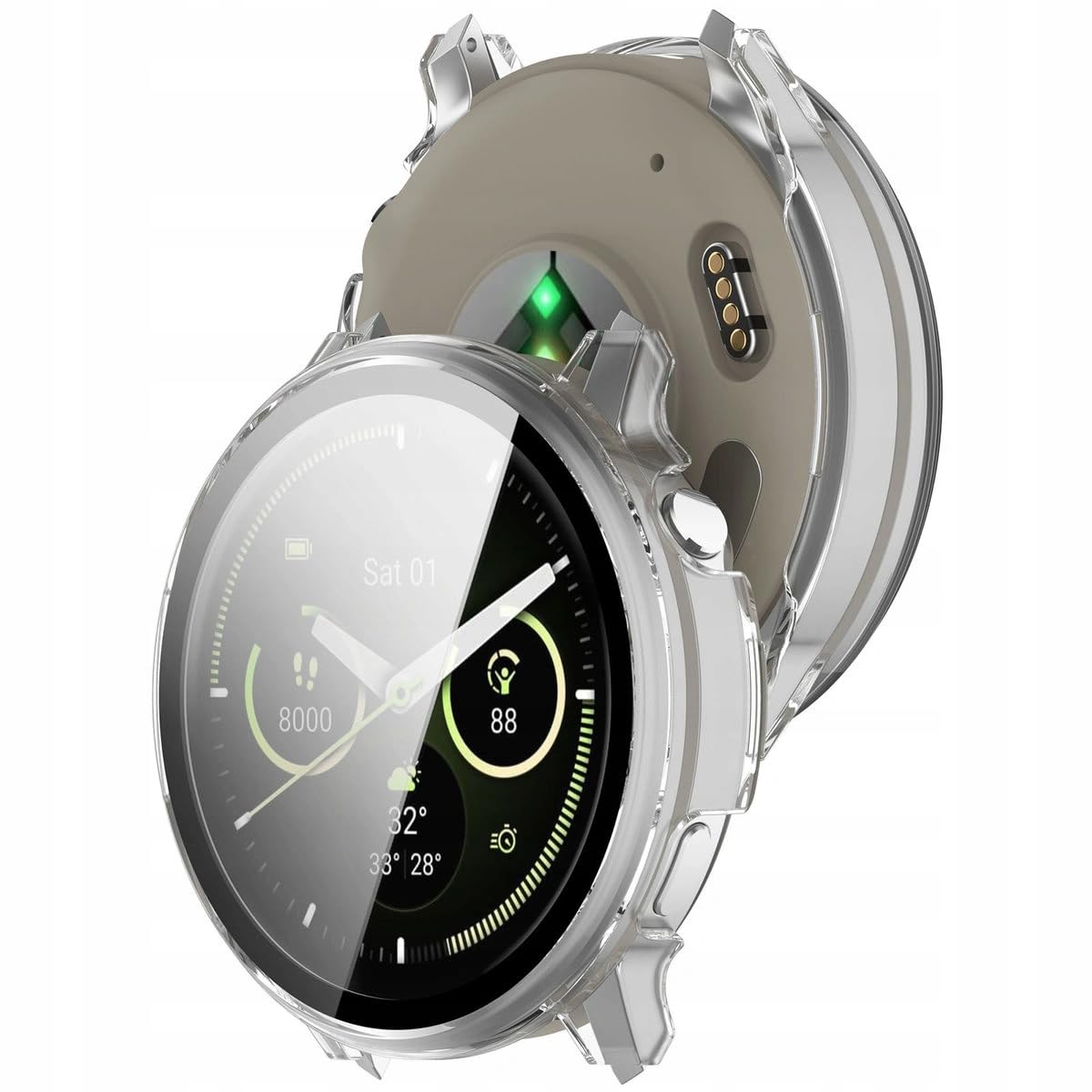 Bizon Case Watch Adamo Etui Ochronne ze Szkłem do Garmin Venu 4 45 mm, Ogólna Osłona Ochronna, Odporne na Zarysowania, Twarde Etui Ochronne z Poliwęglanu