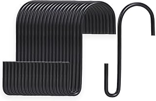 VIPITH 20 Pack 3.7 Inch S Hooks Black Rustproof Heavy-Duty Stainless Steel S Shaped Hooks Hangers for Hanging Pans Pots Plants Bags Towels Mugs in Kitchen Bedroom Bathroom Office
