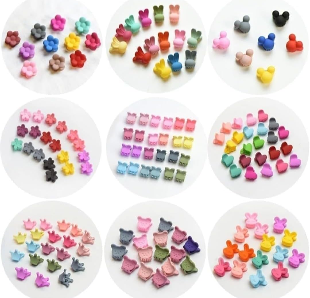 Mini Claw Hair Clips for Baby Girls & Kids 6 design- (60 pcs Mixed Color)