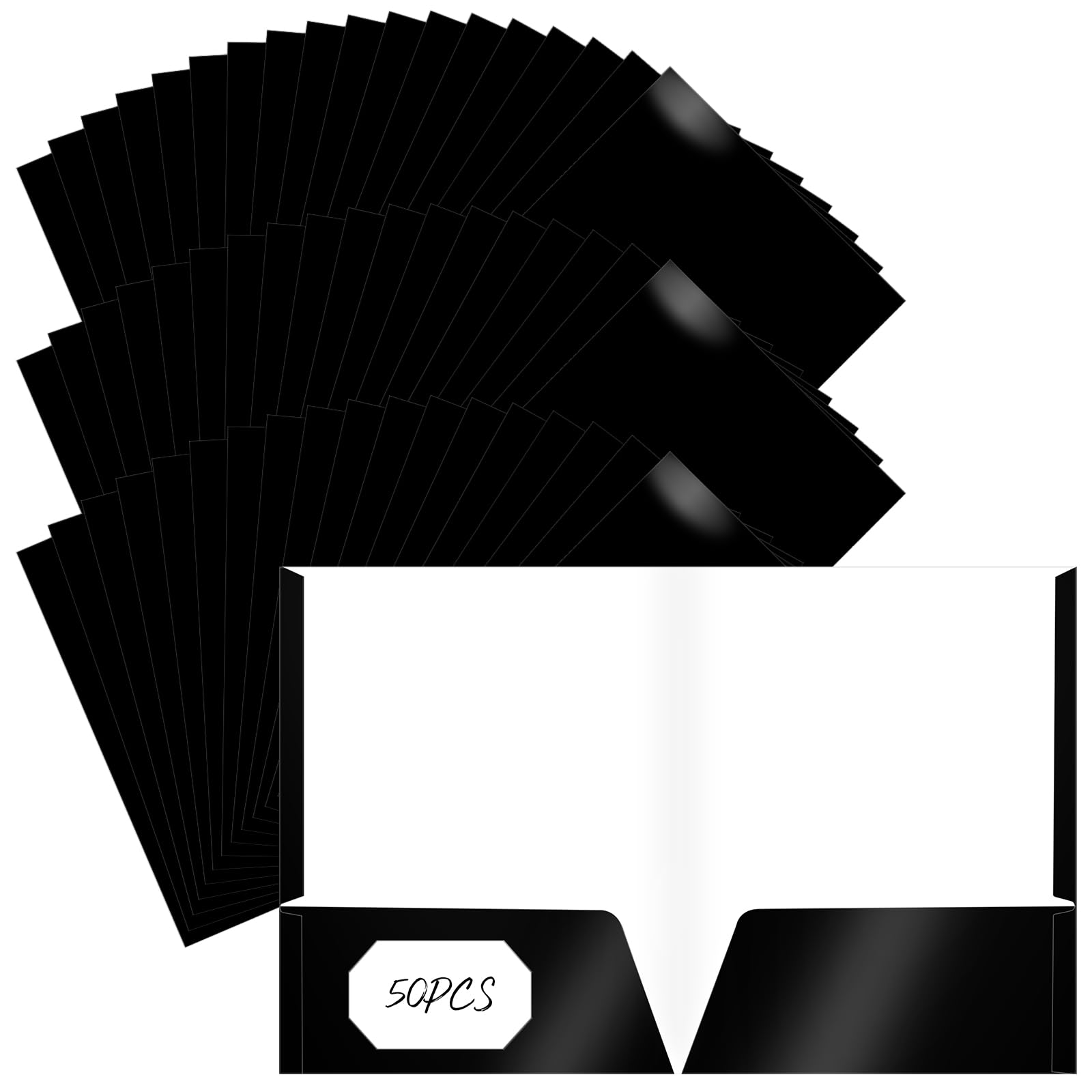 Jutom 50 Pcs 2 Pocket Glossy Paper Folders Glossy Paper Laminated Portfolios, Letter Size, Presentation Folders with Pockets for Office Teacher Worker