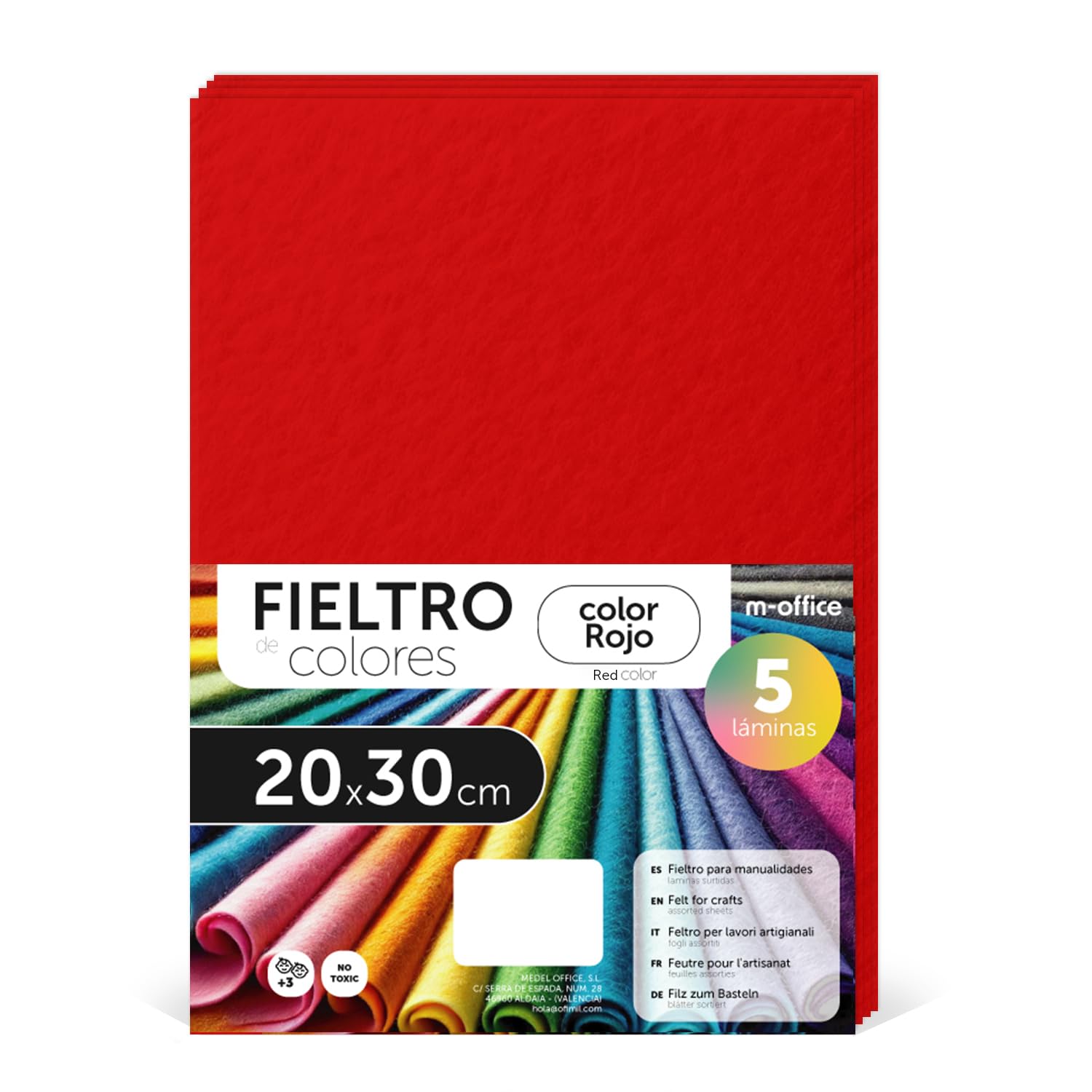 Fieltro para Manualidades, Fieltro de Colores, Suave y Flexible, Material para Costura, Telas Patchwork, Ideal para proyectos DIY, artesanía o decoración, 20x30cm - m-office (rojo, 10 uds) — view 47