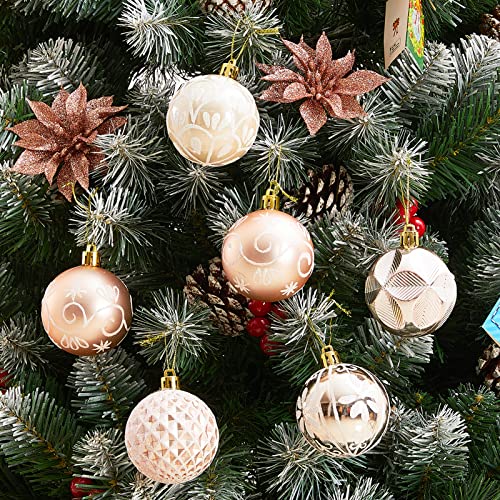 30Ct 2.36" Christmas Ball Ornaments, Christmas Tree Decoration, Plastic Shatterproof Hanging Ball, Fits For Party, Holiday And Home Decor, Rose Gold #TOP4