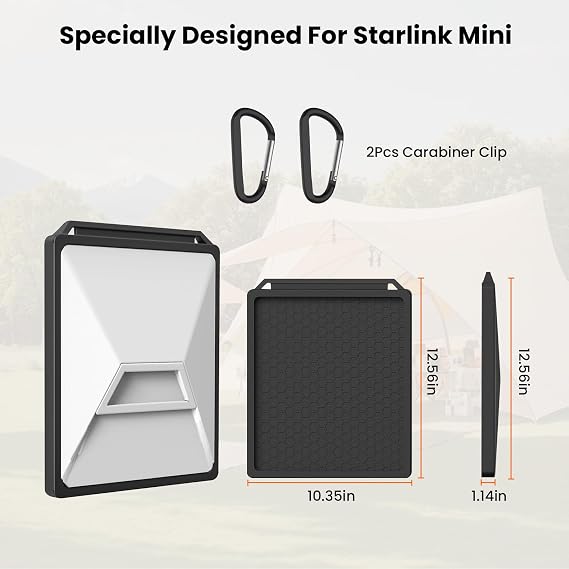 GEEKERA Starlink Mini Protective Cover Case, Starlink Mini Satellite Dish Accessories, Waterproof Anti-Drop All-Round Protection, Free Hooks for Outdoor, Travel, Camping, Black