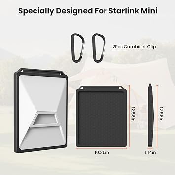 GEEKERA Starlink Mini Protective Cover Case, Starlink Mini Satellite Dish Accessories, Waterproof Anti-Drop All-Round Protection, Free Hooks for Outdoor, Travel, Camping, Black