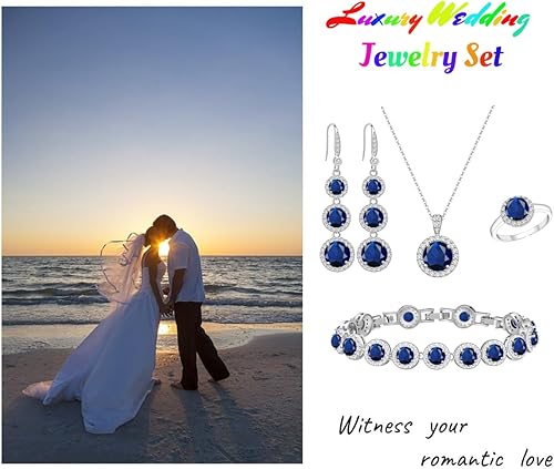 Miniatura 4 de LMXXVJ Juego de joyas para mujer, collar y aretes ajustables, juego de pulseras de cumpleaños, aniversario, día de la madre, Navidad, día de la