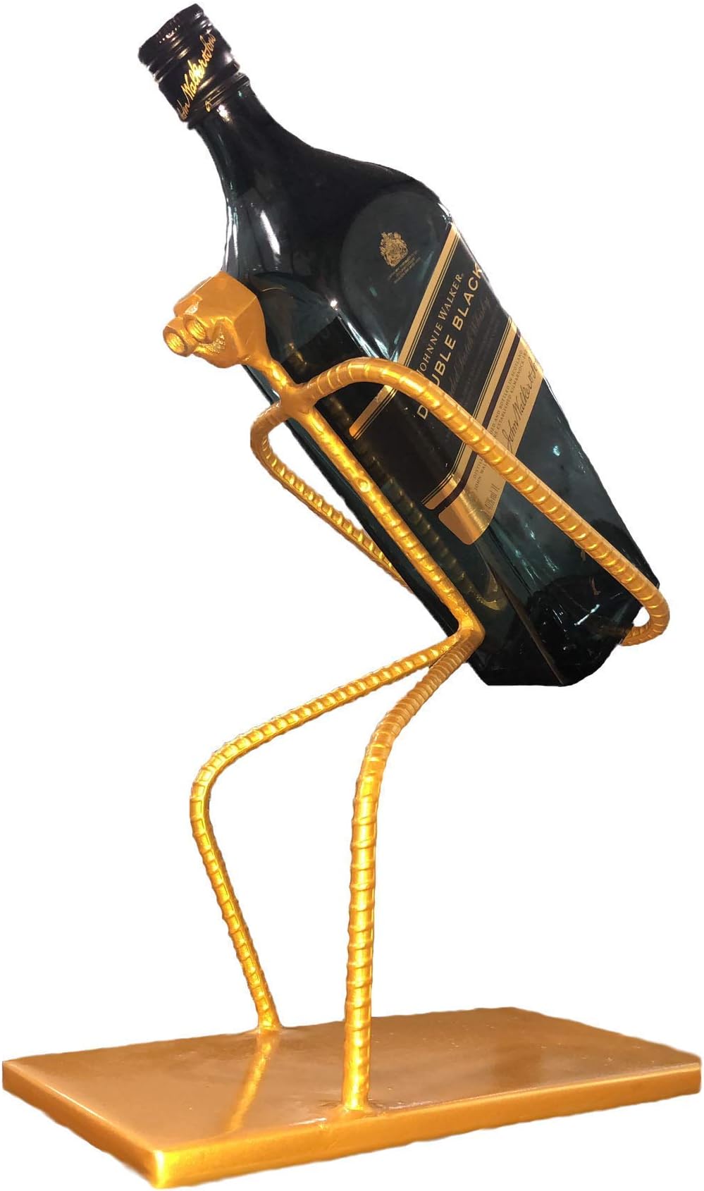 AS INDUSTRIES© Series of A Man Holding Liquor Bottle, Handcrafted Whiskey & Beer Bottle Holder in Metal,Home & Bar Décor Stand and Holder for Whiskey Bottle, Bar Accessories (Gold)