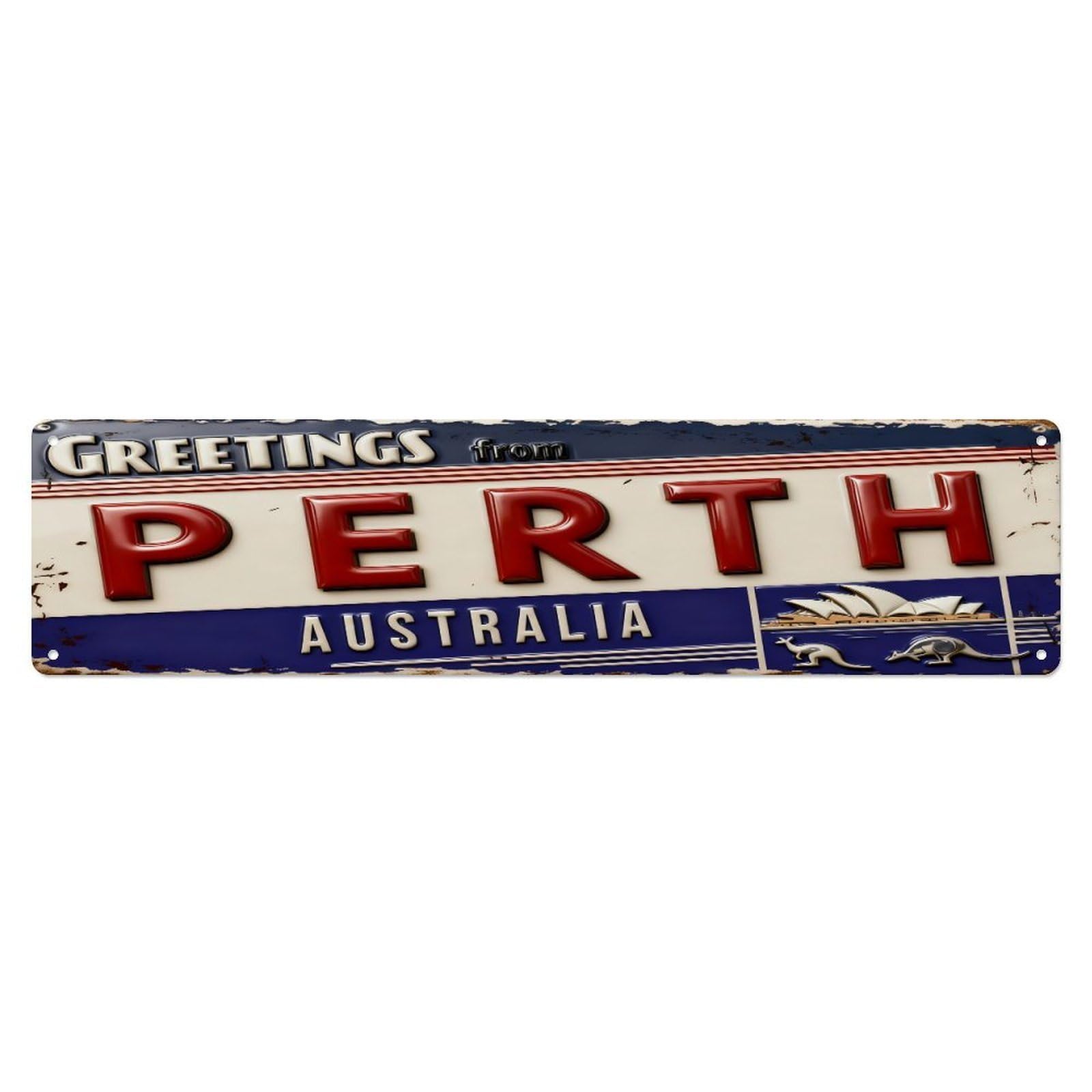 Greetings From Perth Australia Flag Metal Tin Sign Plaque