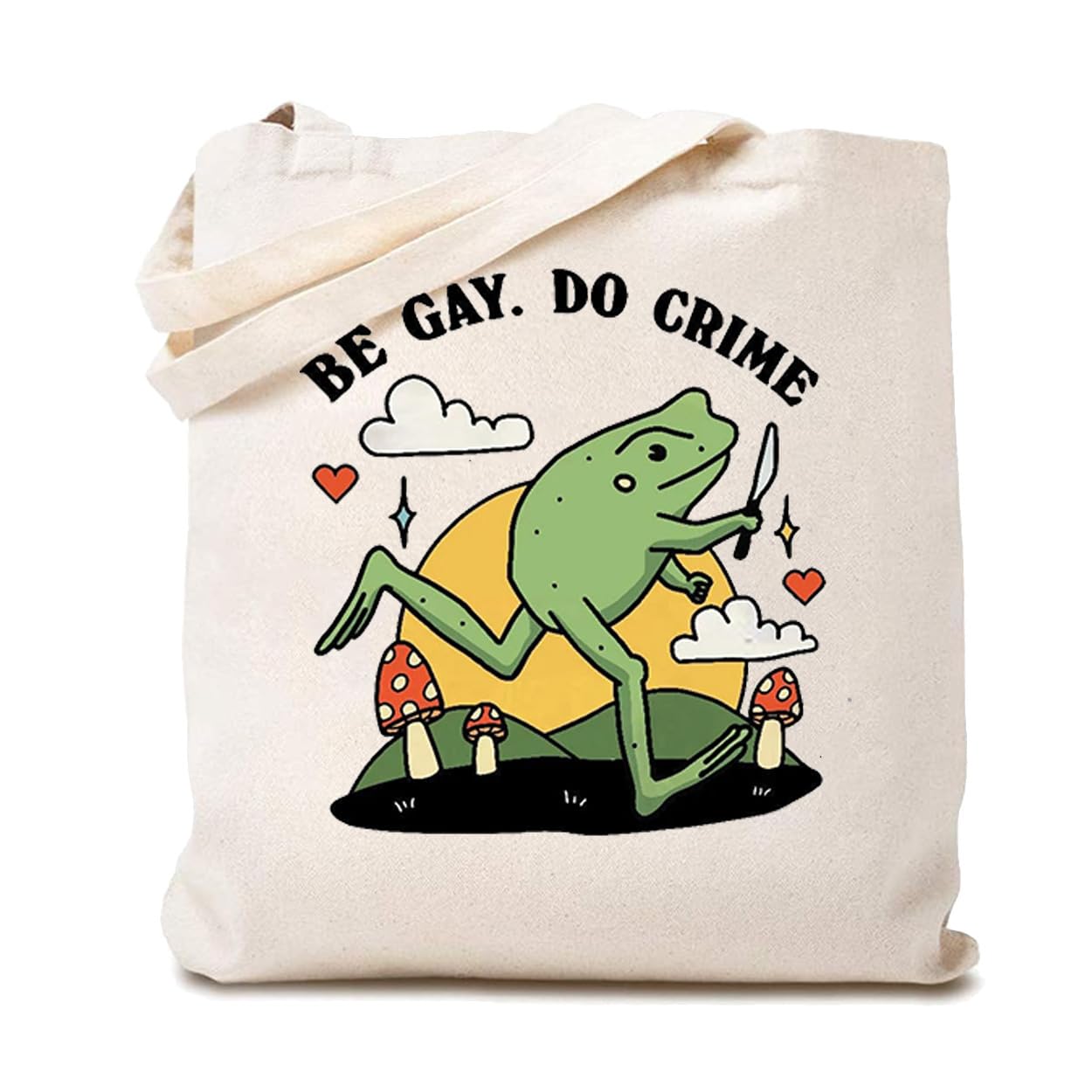 Frog Canvas Tote Bag for Women - Reusable Eco-Friendly Shopping Bag - Lesbian Gift
