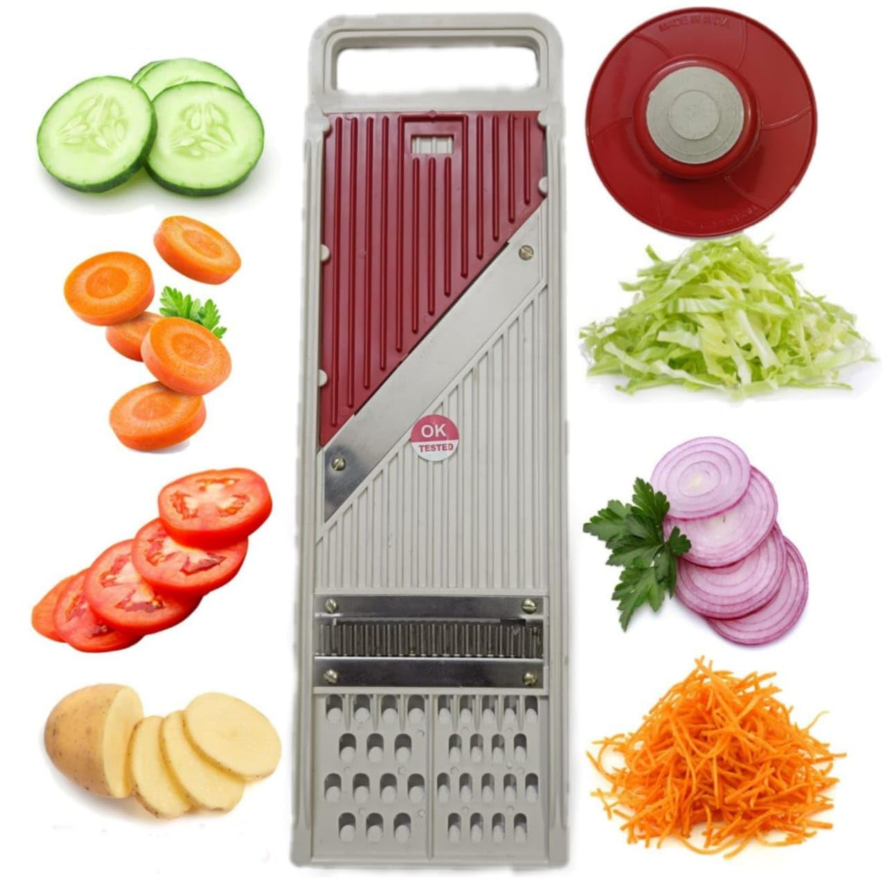 N.I PRODUCTS Vegetable Slicer and Dicer, Multi-Purpose Chopper with Stainless Steel Blades